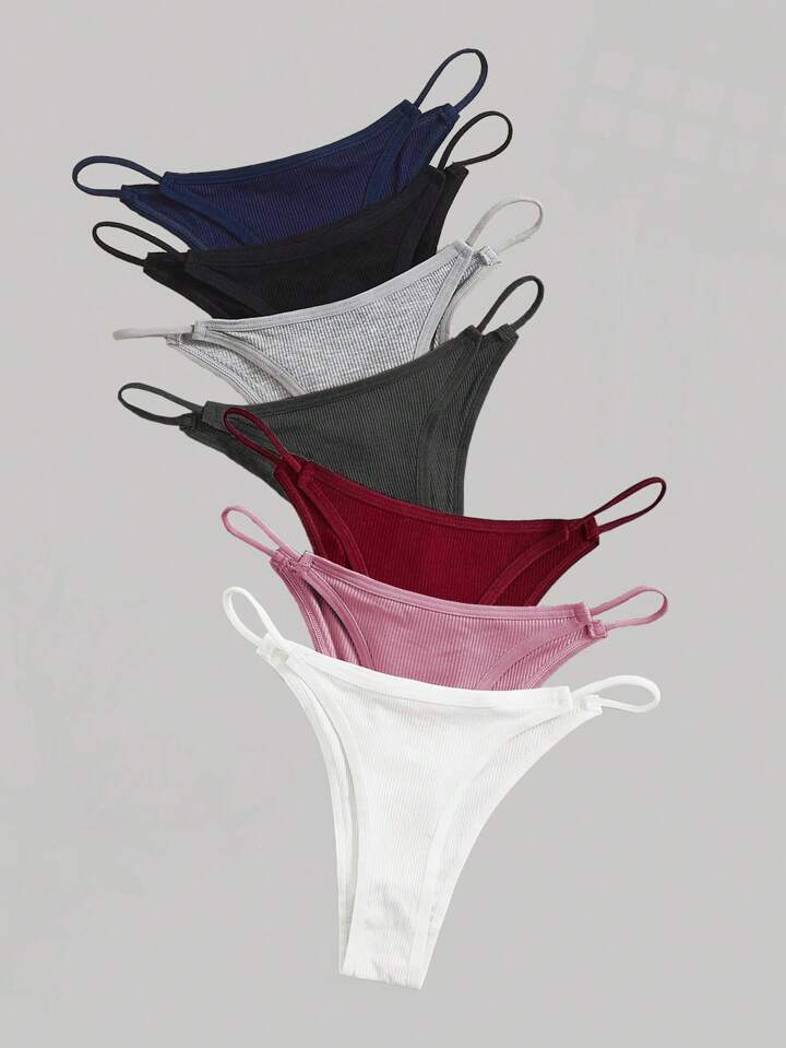 Women 7 Packs Simple And Comfortable Pique Knit Underwear