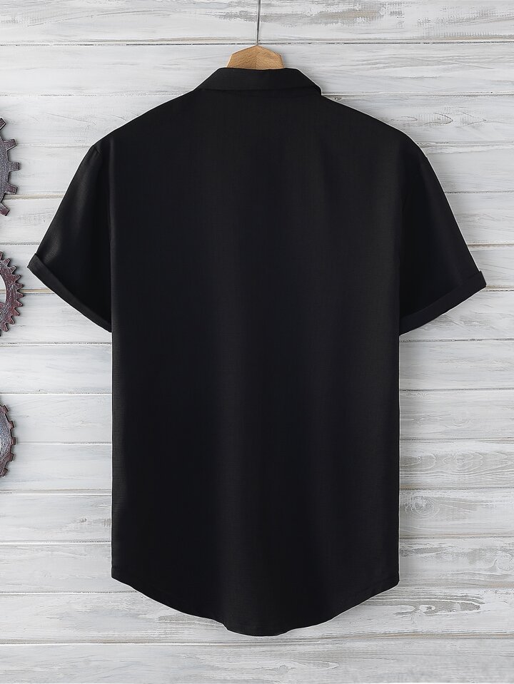 Guys Button Up Curved Hem Shirt