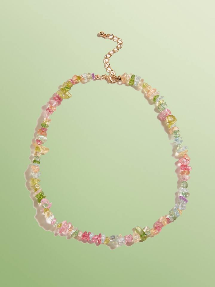 Fairycore Colorblock Stone Beaded Necklace