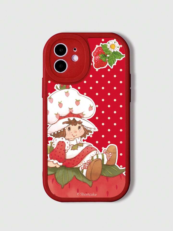 1pc Cute TPU Strawberry Sweetheart Doll Pattern Phone Case Compatible With Various Models Including Compatible With IPhone
