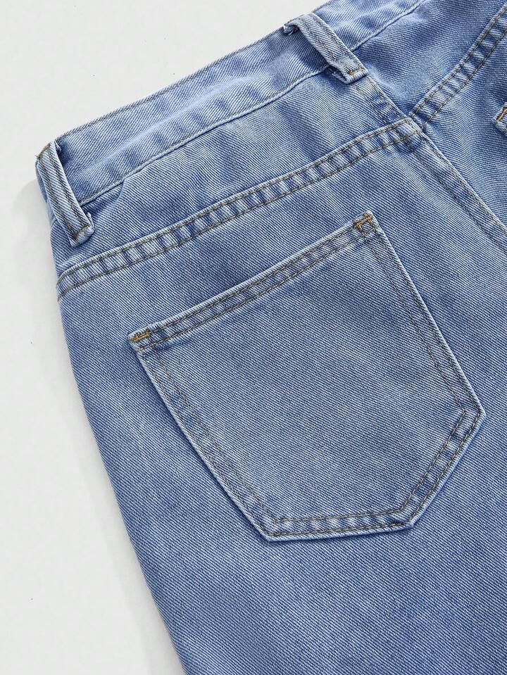 Grunge Punk Solid Color Pocketed Button Fly Casual Capri Length Jeans, Summer 4 Grunge Punk Solid Color Pocketed Button Fly Casual Capri Length Jeans, Summer