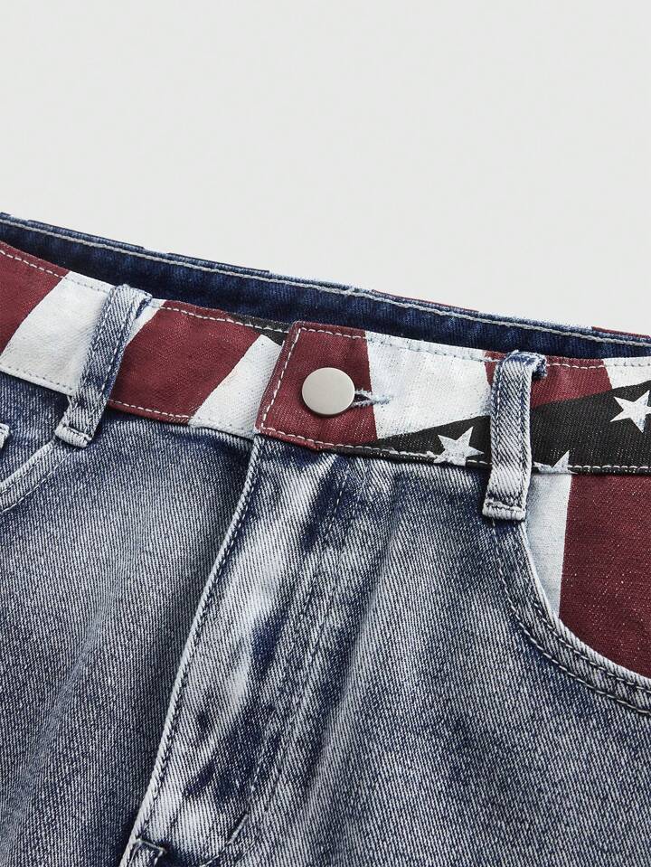 Grunge Punk Independence Day USA Flag Print Sexy Women Mini Denim Skirt 3 Grunge Punk Independence Day USA Flag Print Sexy Women Mini Denim Skirt