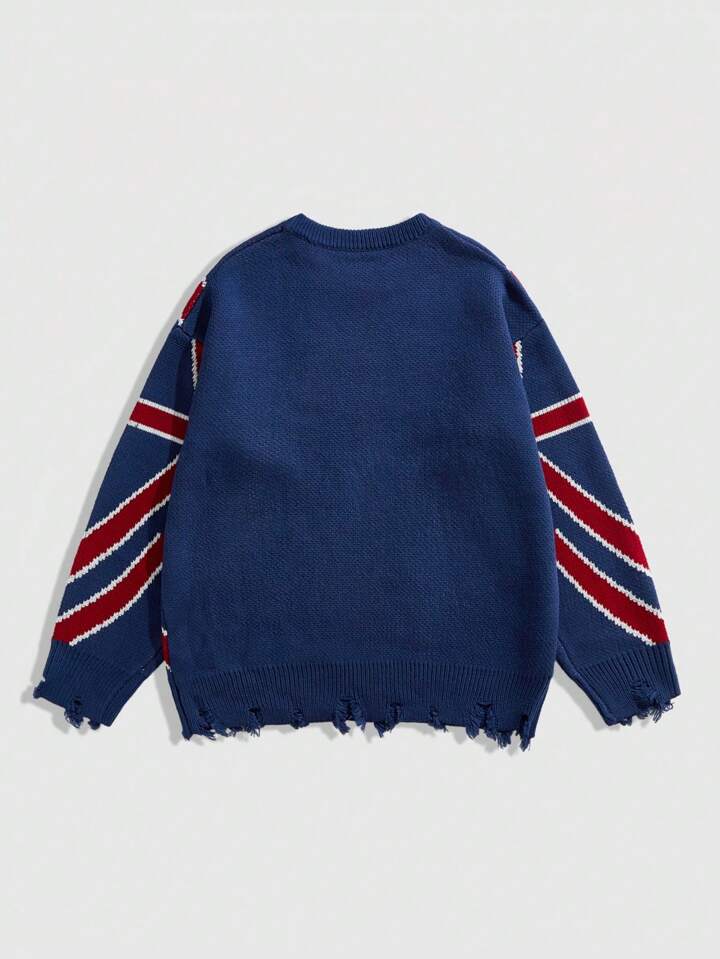 Street Life Boys' Round Neck National Flag Knit Sweater, Street Fashion