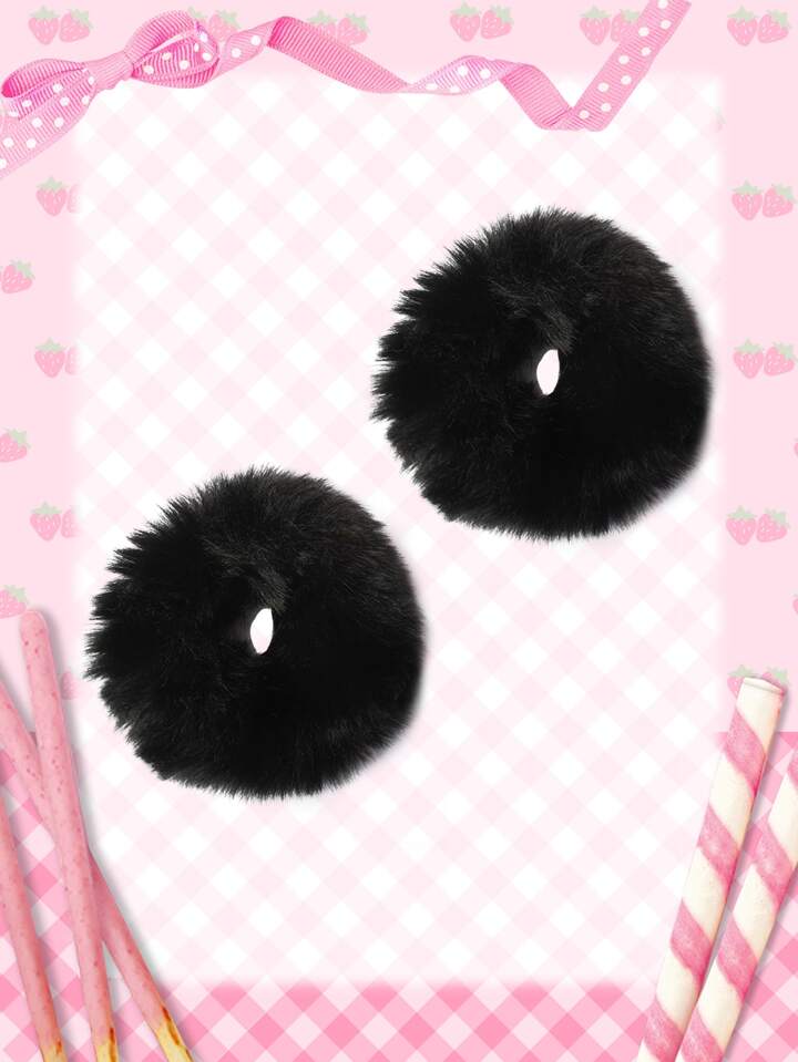 2pcs Fuzzy Hair Ties For Daily Use For Girls Hairstyles Casual Cute Scrunchies Scrunchy Hair Ties
