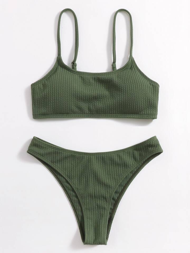 Summer Beach Textured High Cut Bikini