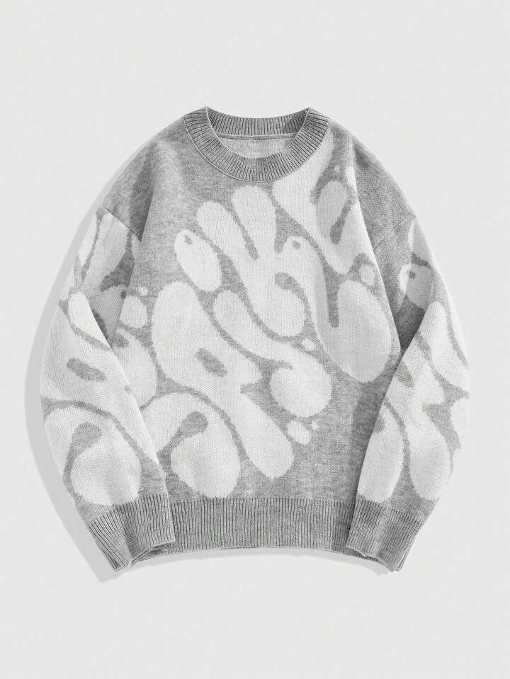 Street Life Teen Boy Casual Fashion Street Loose Fit Letter Graphic Oversized Sweater, Autumn/Winter