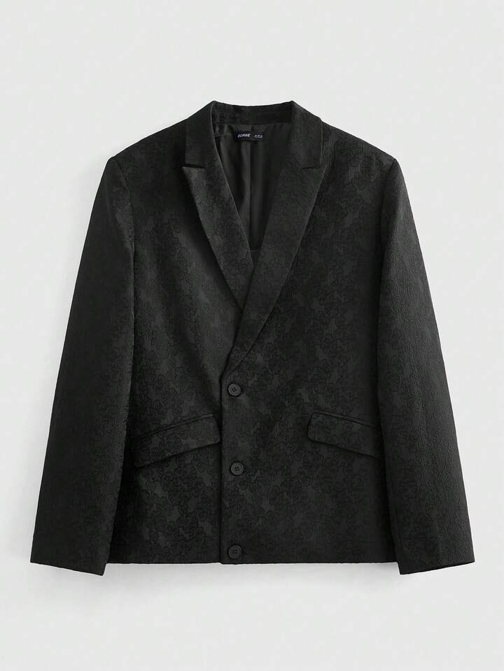 Men's Lapel Neck Long Sleeve Button Front Allover Print Casual Suit Jacket