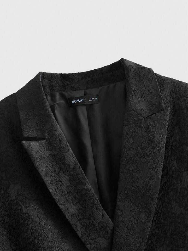 Men's Lapel Neck Long Sleeve Button Front Allover Print Casual Suit Jacket