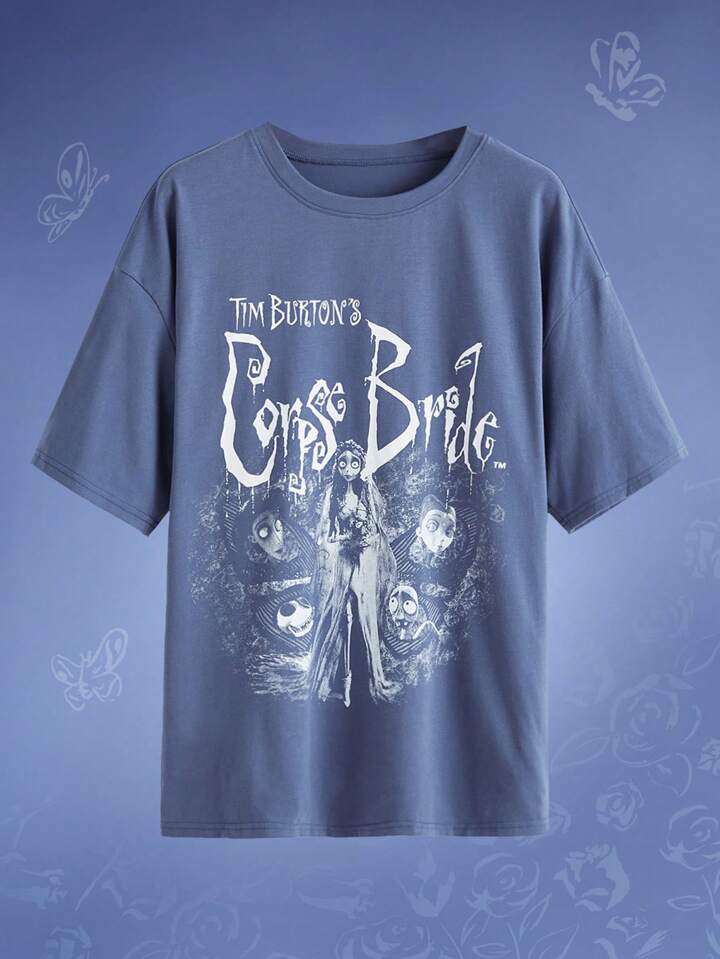 Corpse Bride | ROMWE Letter Figure Graphic Tee, School