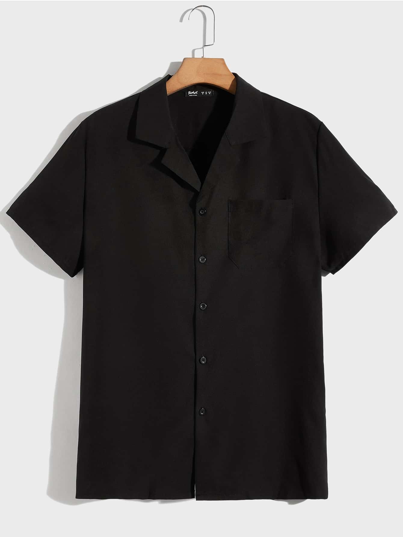 Casual Men Solid Button Front Pocket Shirt, School