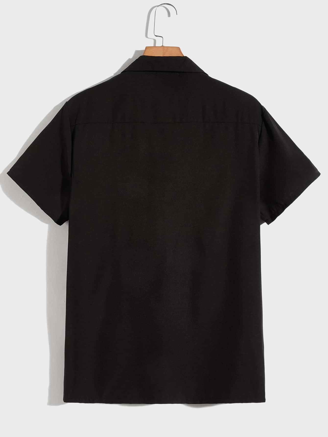 Casual Men Solid Button Front Pocket Shirt, School