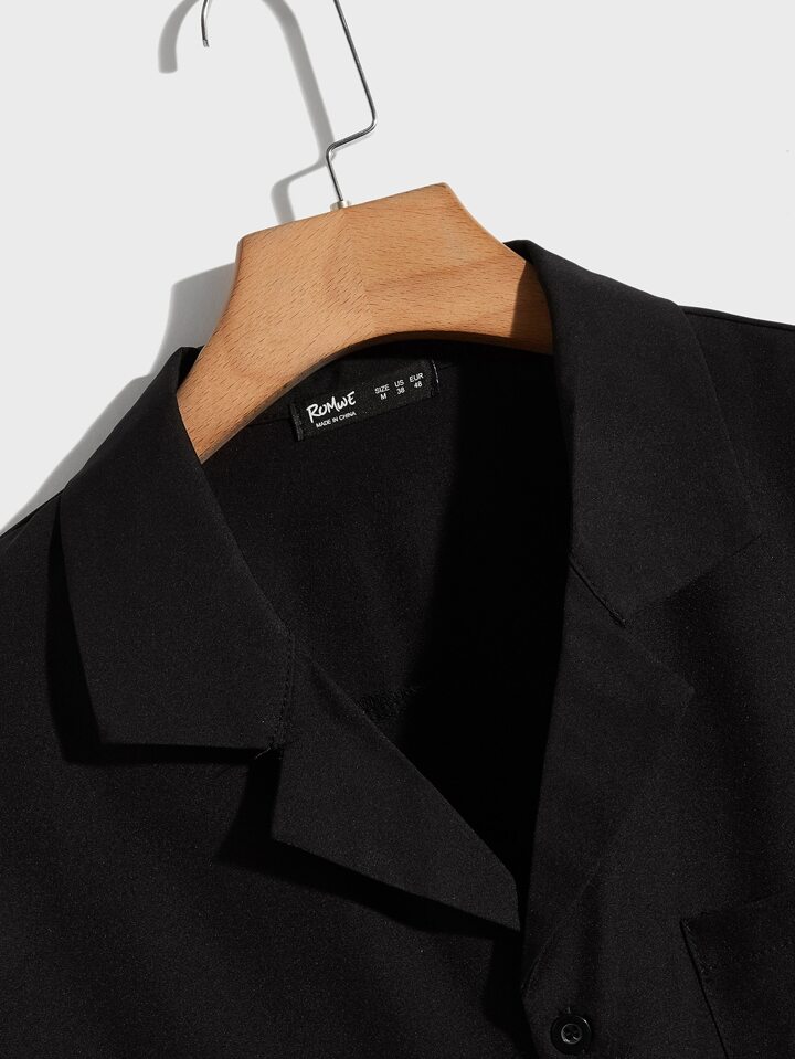 Casual Men Solid Button Front Pocket Shirt, School