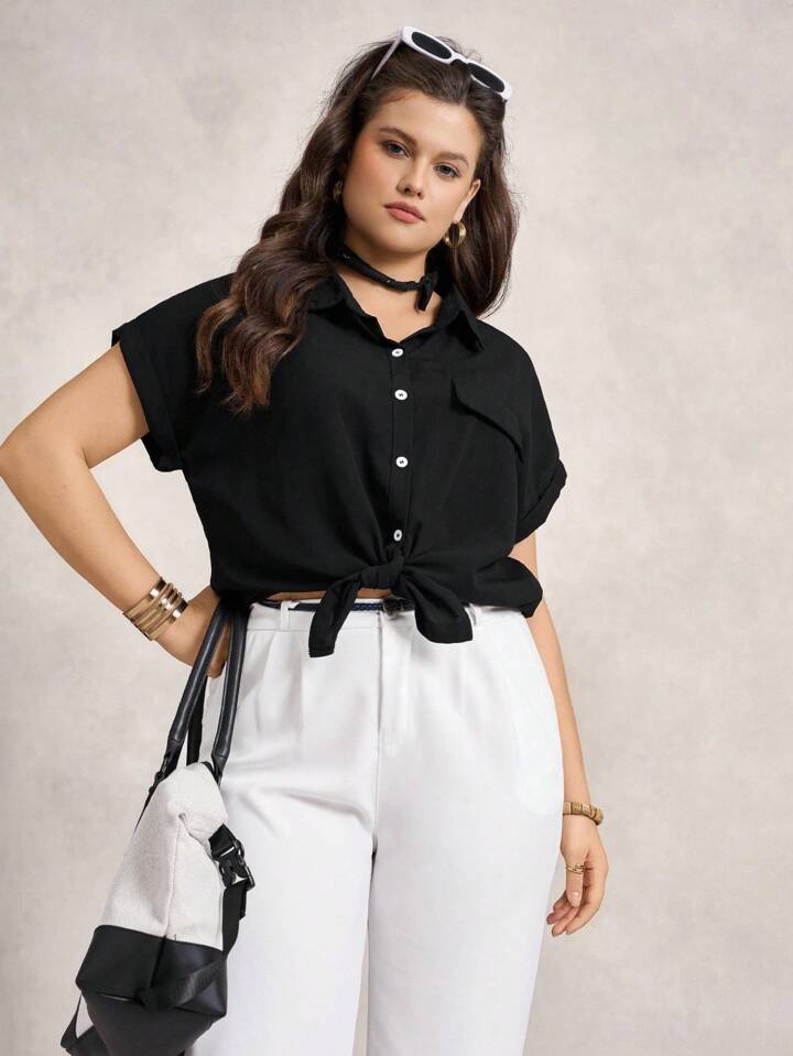 Plus Size Doodle & Line Drawing Pattern Easter Shirt With Pockets For Summer 6 Plus Size Doodle & Line Drawing Pattern Easter Shirt With Pockets For Summer