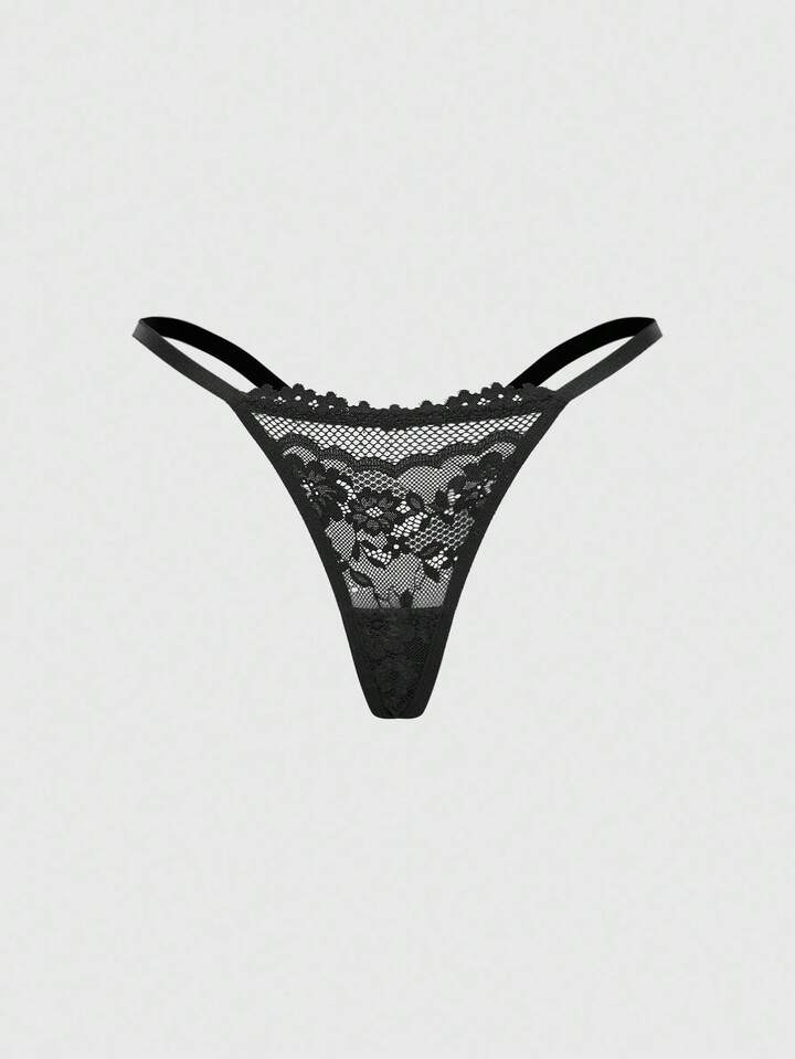 J-Fashion 1pc Y2K Sheer Lace Patchwork Sexy Thong Panties, For Valentine's Day