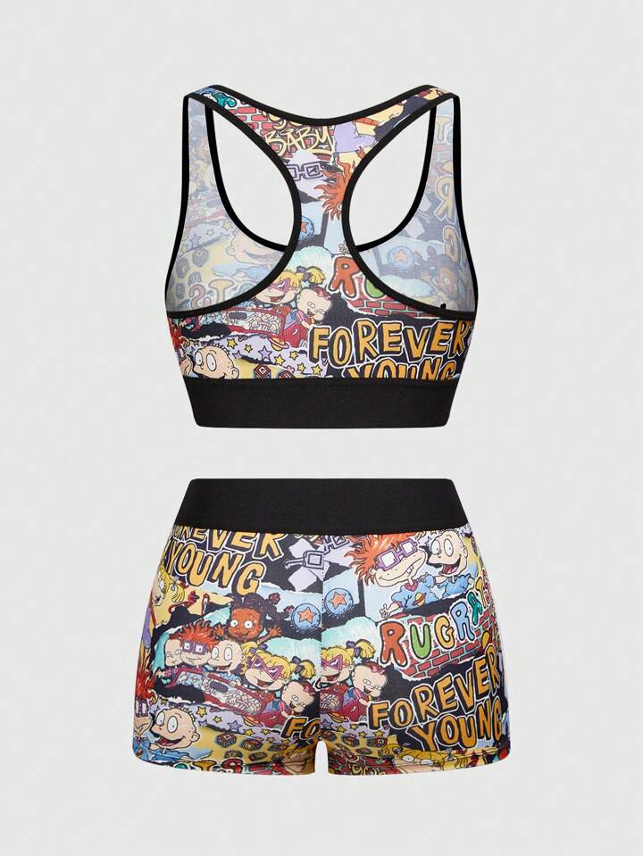 Nick 90's X ROMWE Cartoon Camisole Top & Boxer Briefs Underwear Set 2 Nick 90's X ROMWE Cartoon Camisole Top & Boxer Briefs Underwear Set