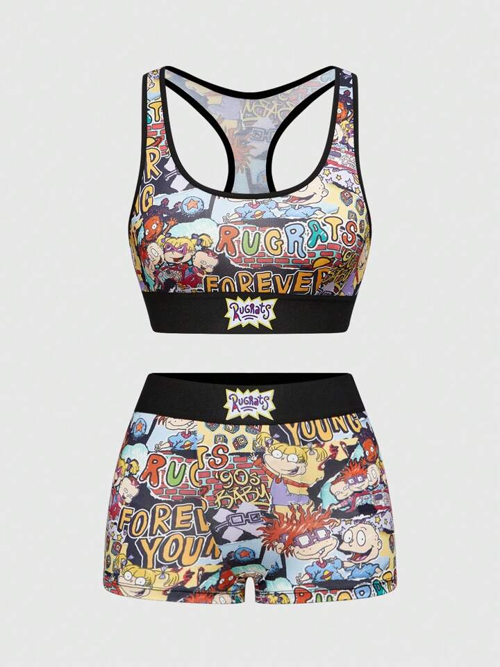 Nick 90's X ROMWE Cartoon Camisole Top & Boxer Briefs Underwear Set 4 Nick 90's X ROMWE Cartoon Camisole Top & Boxer Briefs Underwear Set