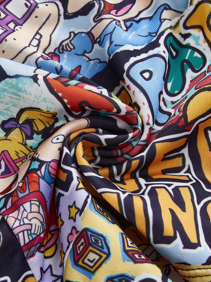 Nick 90's X ROMWE Cartoon Camisole Top & Boxer Briefs Underwear Set 5 Nick 90's X ROMWE Cartoon Camisole Top & Boxer Briefs Underwear Set