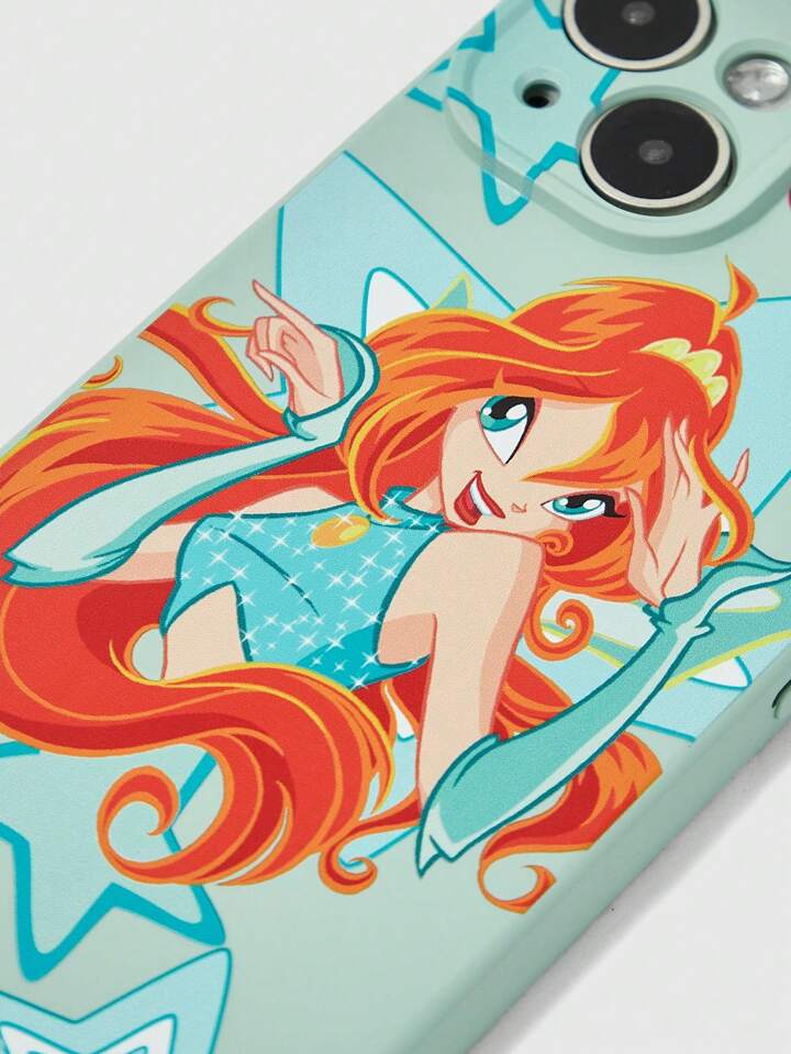 Winx Club X ROMWE 1pc Light Blue Figure Graphic Phone Case