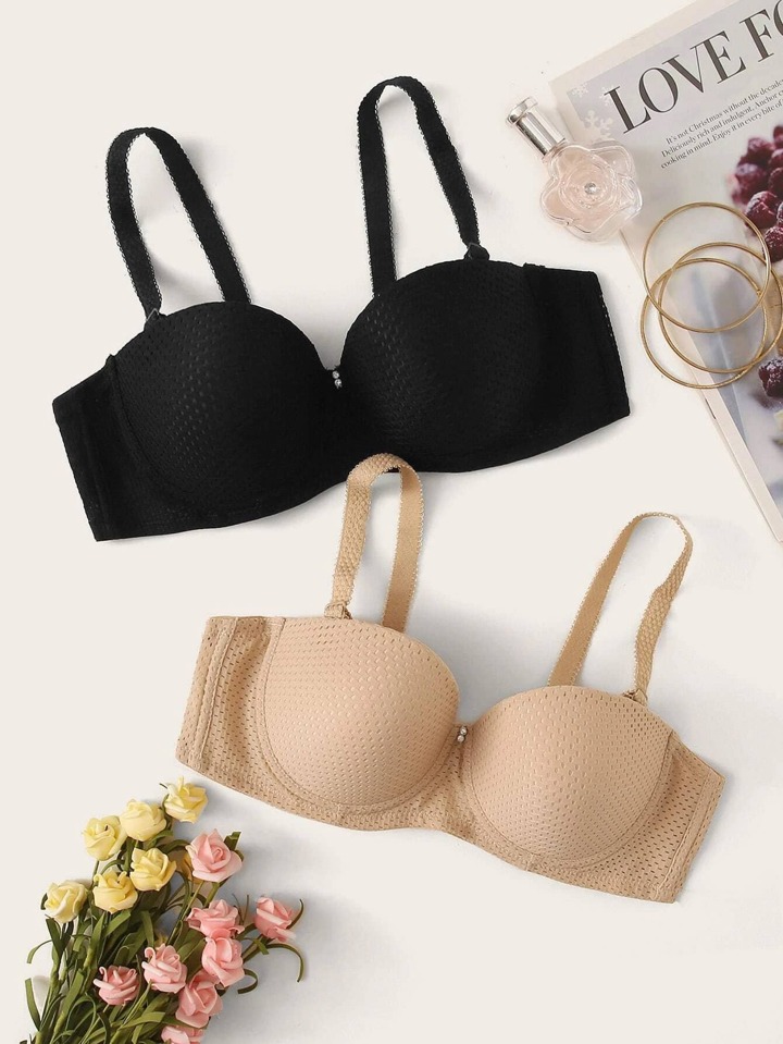 2 Packs Solid Underwire Bra Set