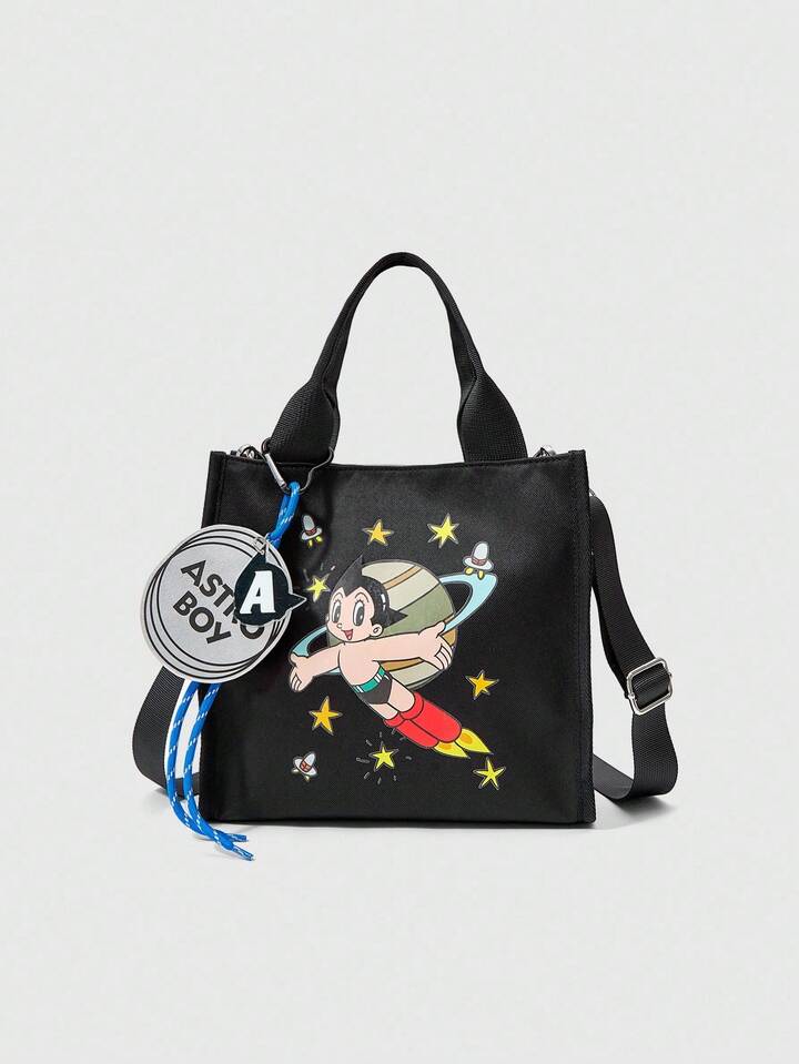 Astro Boy X ROMWE Women Retro Versatile Commuter Shoulder Tote Bag & Pendant