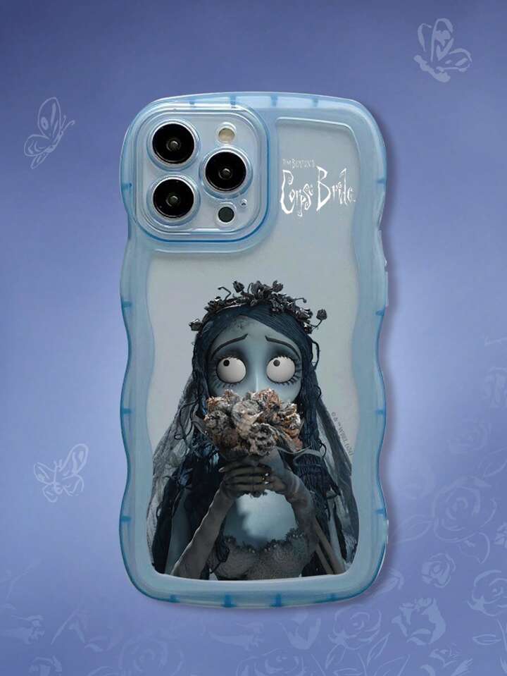Corpse Bride | ROMWE 1pc Translucent Blue Wave TPU Cute Bridal Bouquet Phone Case Compatible With Iphone And Multiple Models