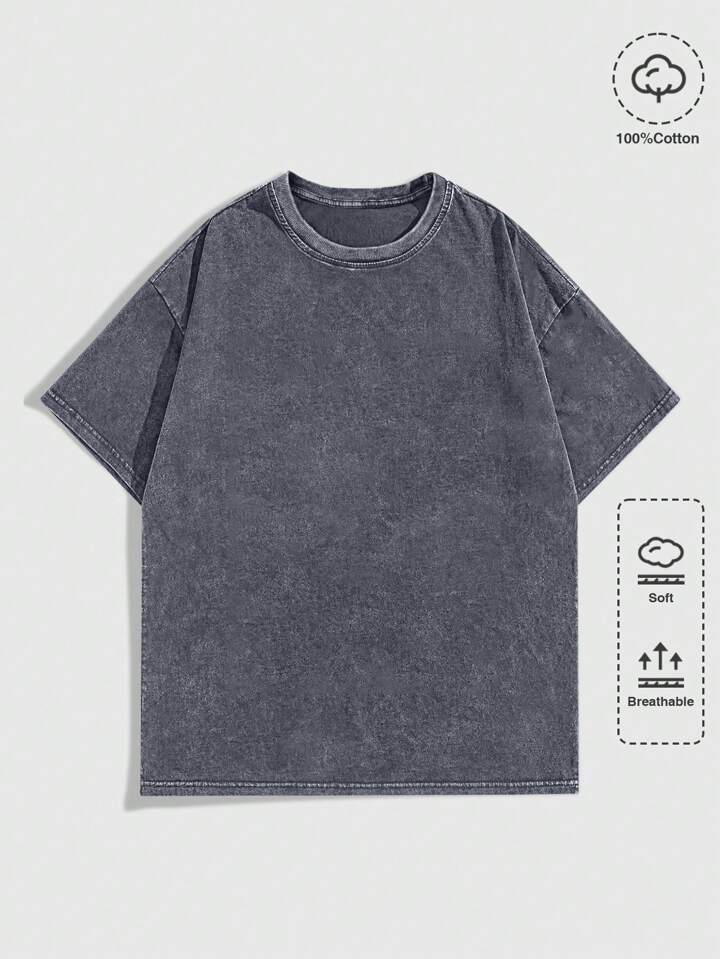 Men's Solid Color Crew Neck Casual Versatile Short Sleeve T-Shirt, Summer