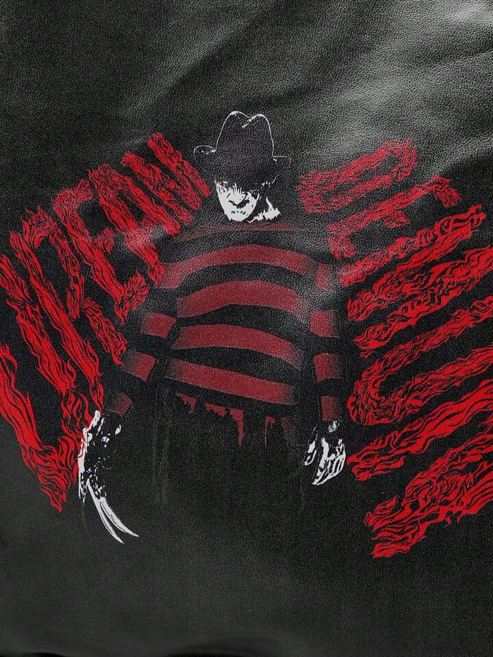 A Nightmare on Elm Street X ROMWE Letter Graphic Big Capacity Drawstring Shoulder Bag For Women