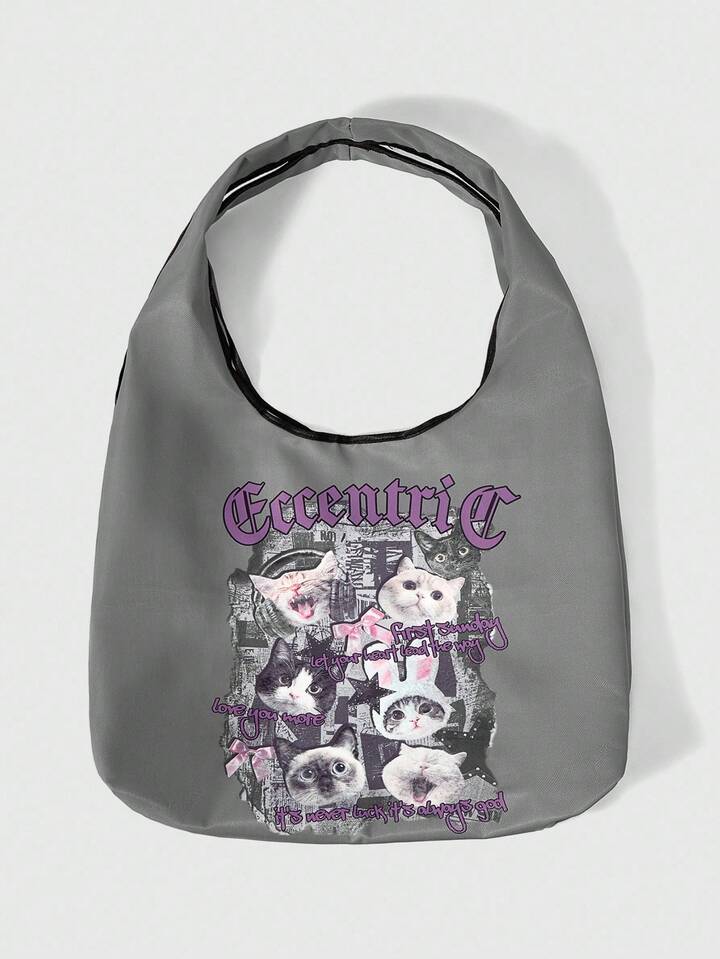 Anime Cat Print Fashion Portable Large Capacity Women Tote Bag