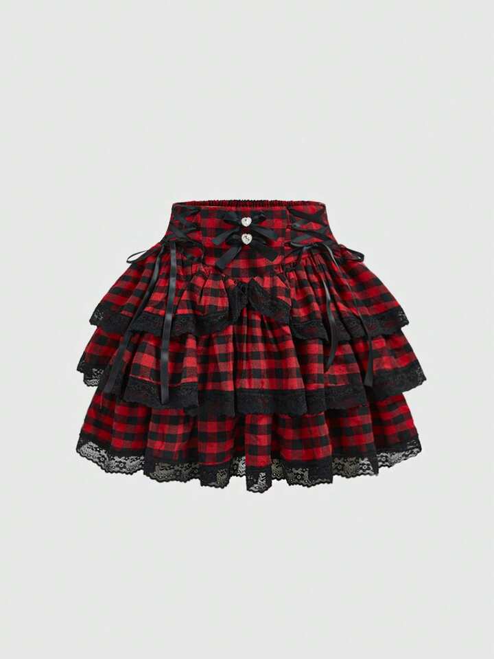 EDITION Hime Gyaru Cute Sweet High Waist Cake Skirt For Women