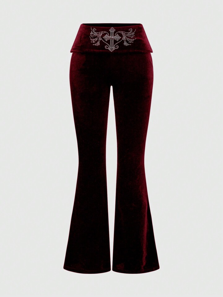 Grunge Punk Y2K Velvet Cropped Hoodie And Low-Waist Flare Pants 2Pcs Set For Women 3 Grunge Punk Y2K Velvet Cropped Hoodie And Low-Waist Flare Pants 2Pcs Set For Women