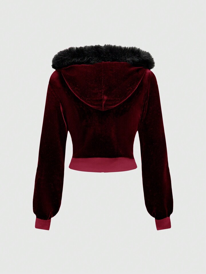Grunge Punk Y2K Velvet Cropped Hoodie And Low-Waist Flare Pants 2Pcs Set For Women 8 Grunge Punk Y2K Velvet Cropped Hoodie And Low-Waist Flare Pants 2Pcs Set For Women