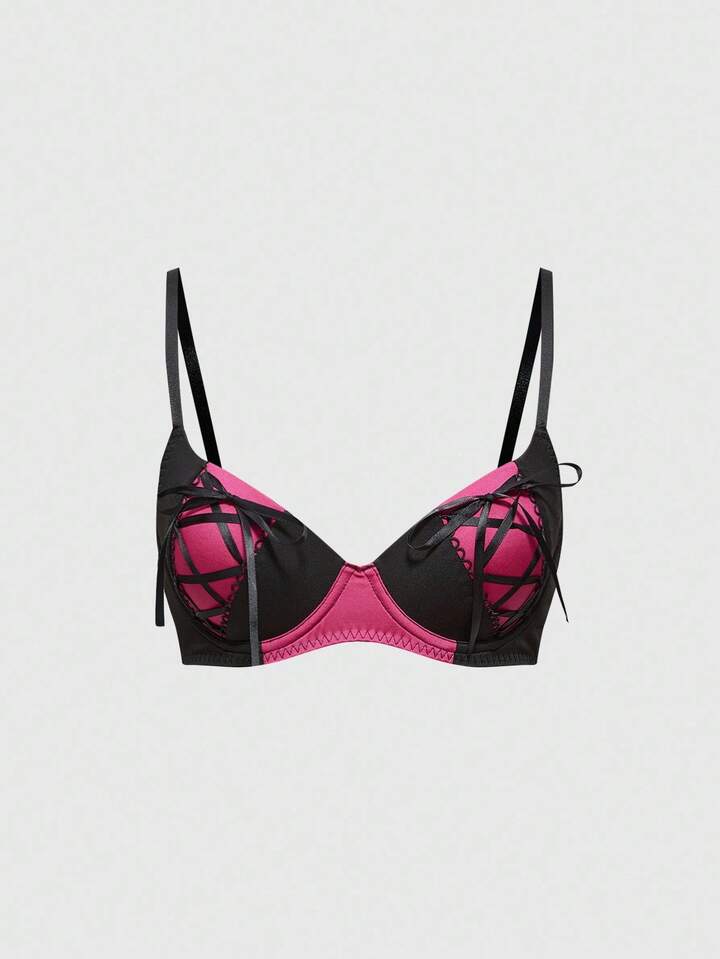 J-Fashion Y2K Contrast Color Strap Underwire Bra For Women