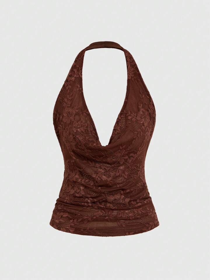 Vintage Hippie Sexy Plunging V-Neck Halter Neck Women Tank Top