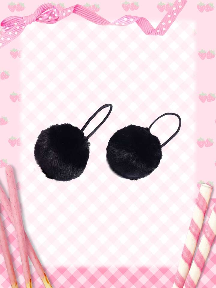 2pcs Pom Pom Decor Hair Tie Cute Valentines Ponytail Holders Hair Elastics Hair Rubber Bands Scrunchies Hair Rope Elastic Hair Tie