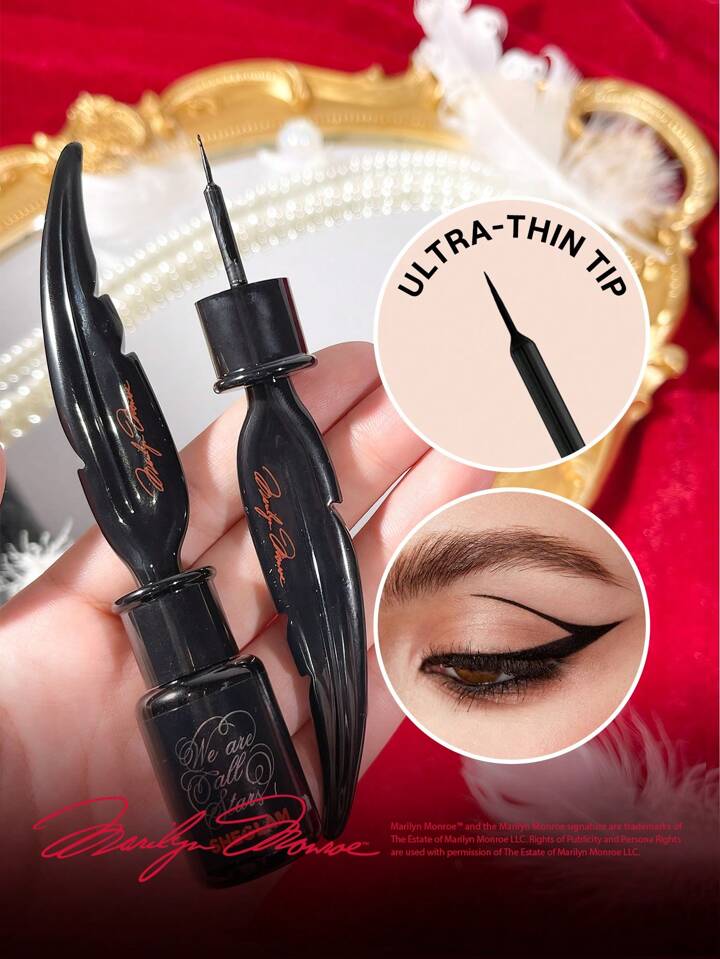 Marilyn Monroe X SHEGLAM A Poet'S Lover Liquid Eyeliner Black Long-Lasting Matte Vintage Eyeliner Quill Pen Quick Drying Ultra-Fine Water And Oil-Proof Sweatproof Blendable Smooth Eye Make Up Kohl,Kajal,Henna Brand Beauty Makeup Face Paint Cosmetic For Women Girls Perfect For Winter Spring Ideal For Y2K Fancy Fashion Suitable For Birthday Gift Party Ready Best Color