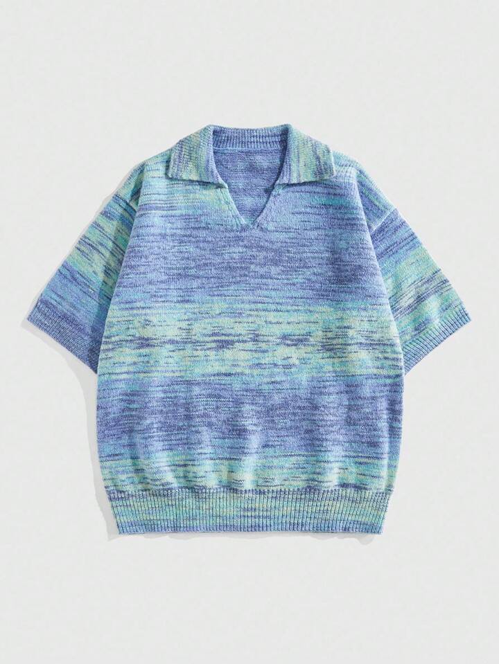 Men's Casual Ombre Short Sleeve Knit Top