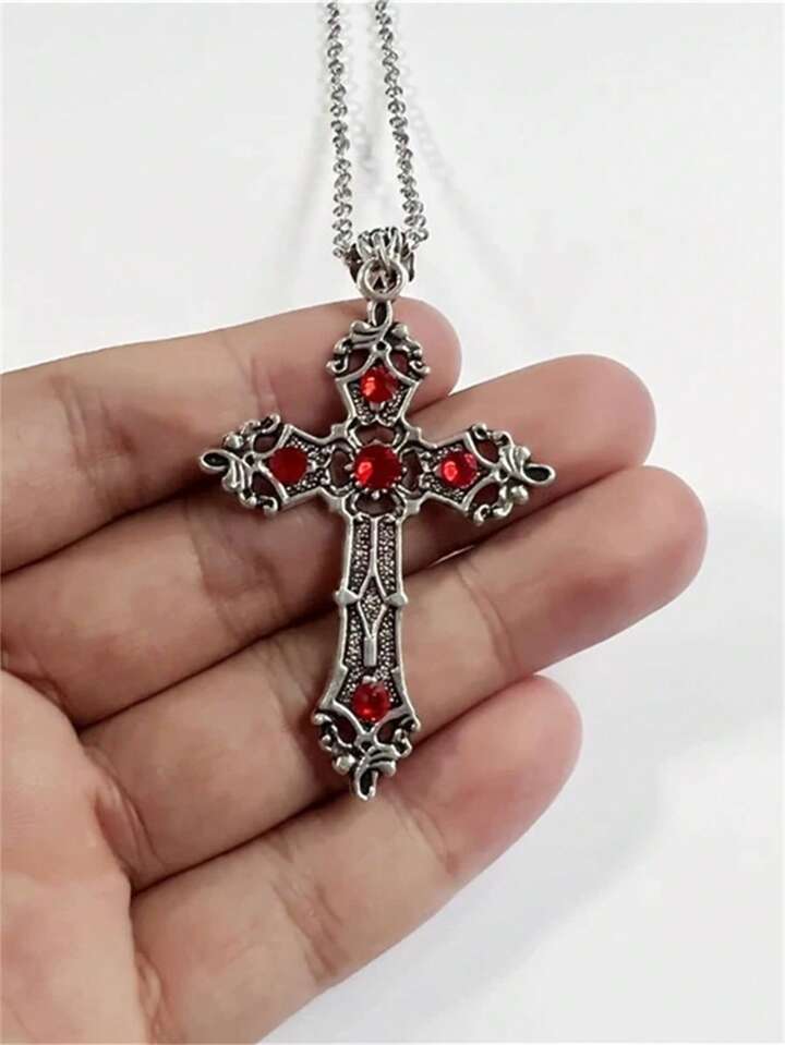 Goth 1pc Fashion Zinc Alloy Cross Charm Necklace For Women For Daily Decoration