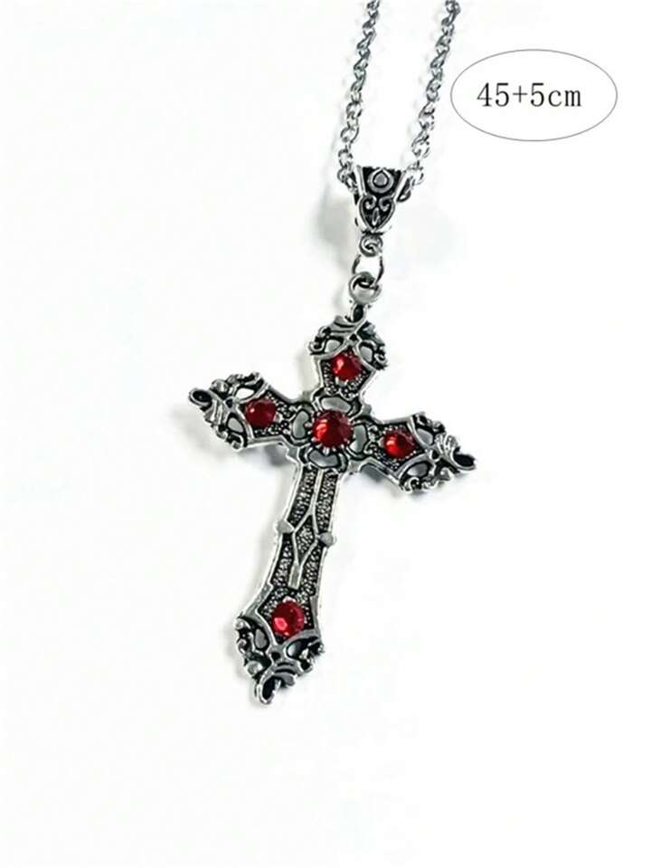 Goth 1pc Fashion Zinc Alloy Cross Charm Necklace For Women For Daily Decoration