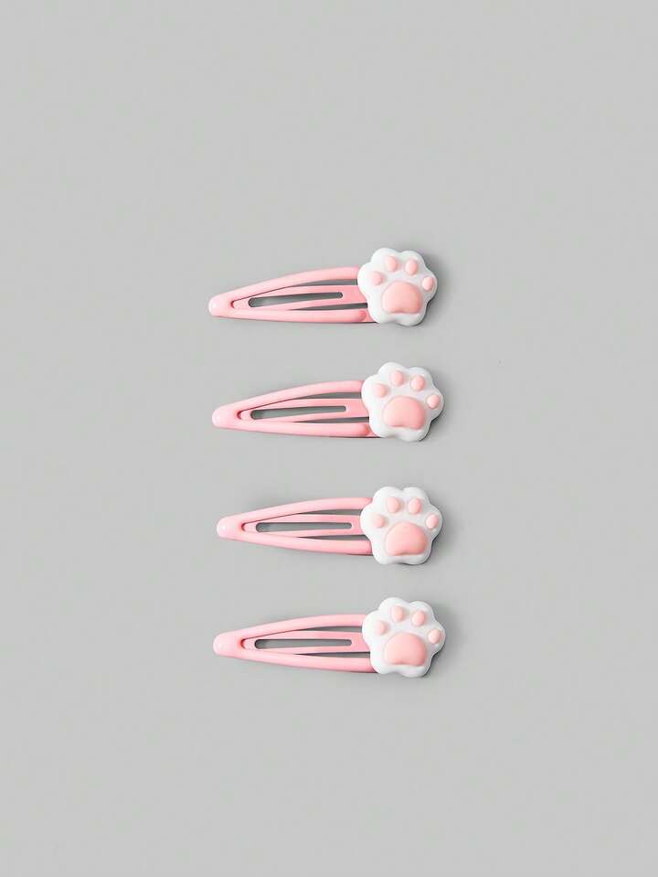 4pcs Paw Decor Hair Clip Cute Claw Clips Hair Claws Hair Barrettes