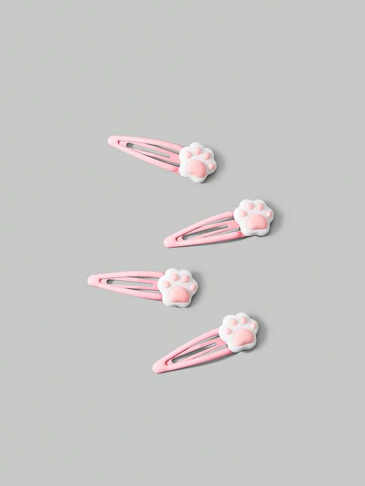 4pcs Paw Decor Hair Clip Cute Claw Clips Hair Claws Hair Barrettes