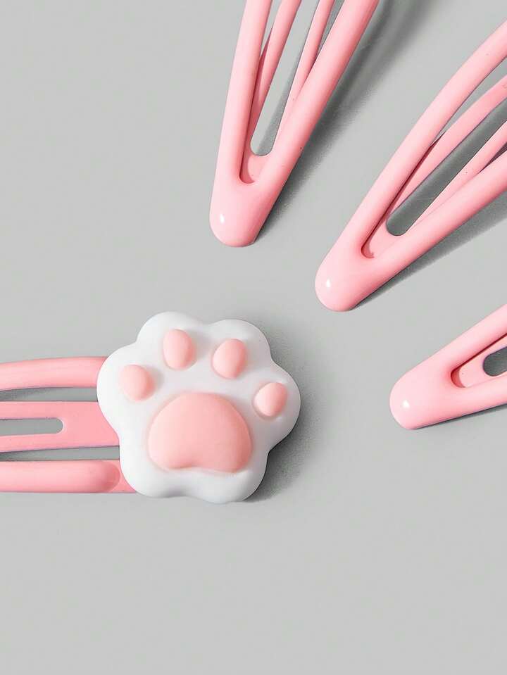 4pcs Paw Decor Hair Clip Cute Claw Clips Hair Claws Hair Barrettes