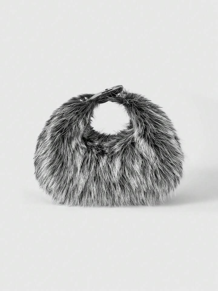 Grunge Punk 2000s Style Women Hand Bags,Plush Bag,Faux Fur,Plush,Fur & Fuzz,Punk Rivet Biker Bags,Christmas Gifts For Women,Fashionable,Personalized,Versatile,Shopping,Street,Sweet And Cool Girls,Hot Girls,Y2k,Daily,Autumn & Winter Wallets(Random Pattern)