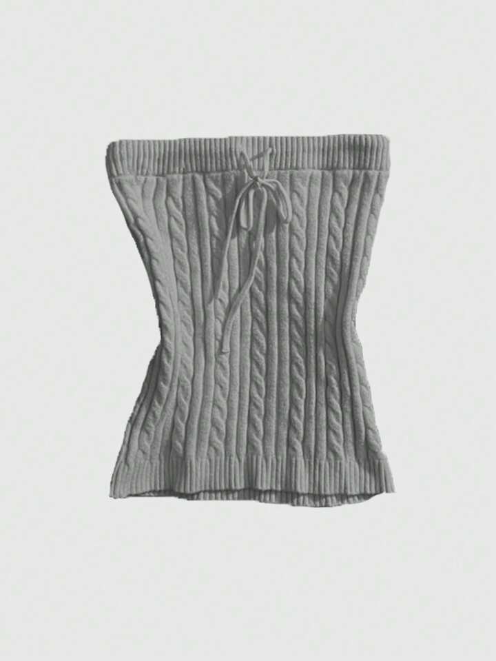 Women Himekaji Solid Color Twist-Knot Tube Top Sleeveless Knit Shirt