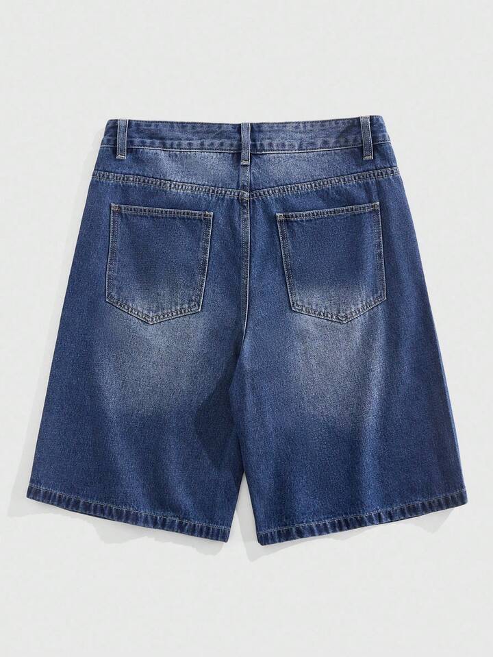 Astro Boy X ROMWE Men's Rhinestone Cartoon Figure Graphic Denim Bermuda Shorts