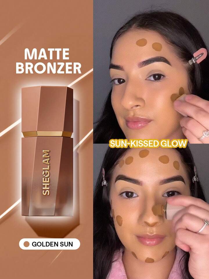 Sun Beam Matte Liquid Bronzer-Golden Sun Gel Cream Contour Non-Greasy Long Lasting Highly Pigmented Natural Contour Contouring Weightless Bronzer Brown Contour & Bronzer Brand Beauty Makeup Face Paint Cosmetic For Women Girls Perfect For Winter Spring Ideal For Y2K Fancy Fashion Suitable For Birthday Gift Party Ready Best Color