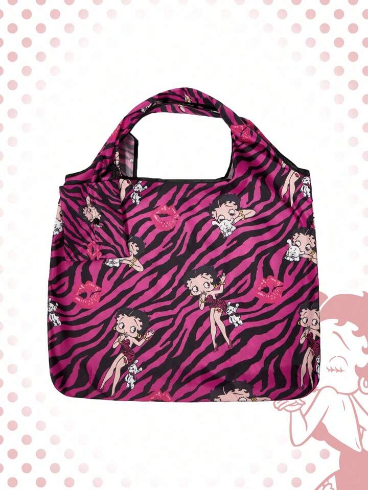 Betty Boop | ROMWE Large Capacity Foldable Tote Bag With Coin Pouch, Portable Shopping Bag, Gym Bag 5 Betty Boop | ROMWE Large Capacity Foldable Tote Bag With Coin Pouch, Portable Shopping Bag, Gym Bag
