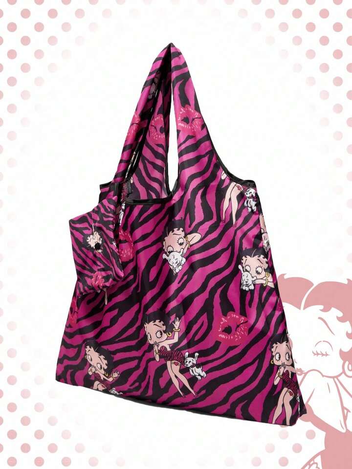 Betty Boop | ROMWE Large Capacity Foldable Tote Bag With Coin Pouch, Portable Shopping Bag, Gym Bag 8 Betty Boop | ROMWE Large Capacity Foldable Tote Bag With Coin Pouch, Portable Shopping Bag, Gym Bag