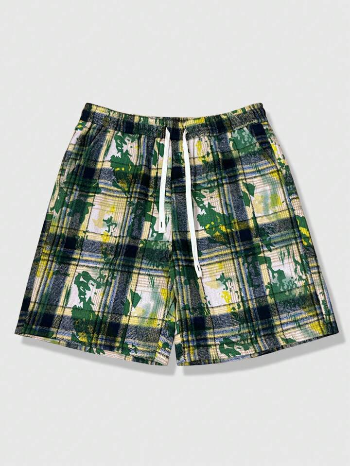 Men's Fashionable Plaid Casual Shorts, Suitable For Summer