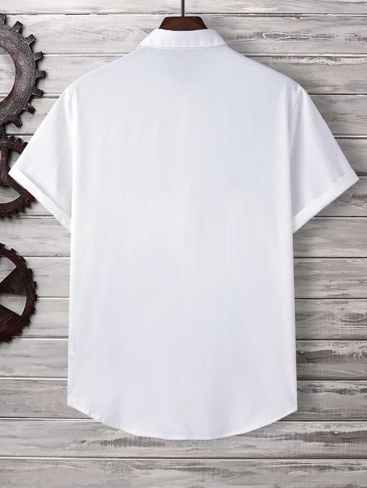 Guys Button Up Curved Hem Shirt