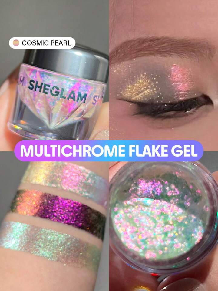 Chroma Zone Multichrome Flake Gel-Cosmic Pearl 3 Colors Gradient Pink-Purple Shiny Eyeshadow Cream Multi-Tone High Shine Finish Non-Greasy Non-Fading Glitter Shimmer Eyeshadow Flake Eyeshadow Brand Beauty Makeup Face Paint Cosmetic For Women Girls Perfect For Winter Spring Ideal For Y2K Fancy Fashion Suitable For Birthday Gift Party Ready Best Color